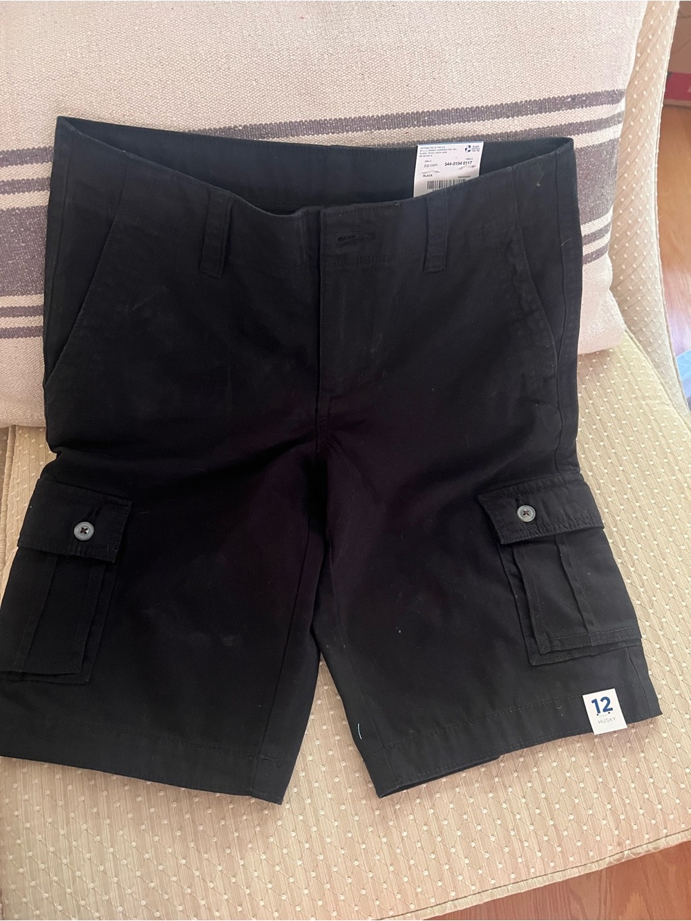 Boys Husky Black Cargo Shorts - 12